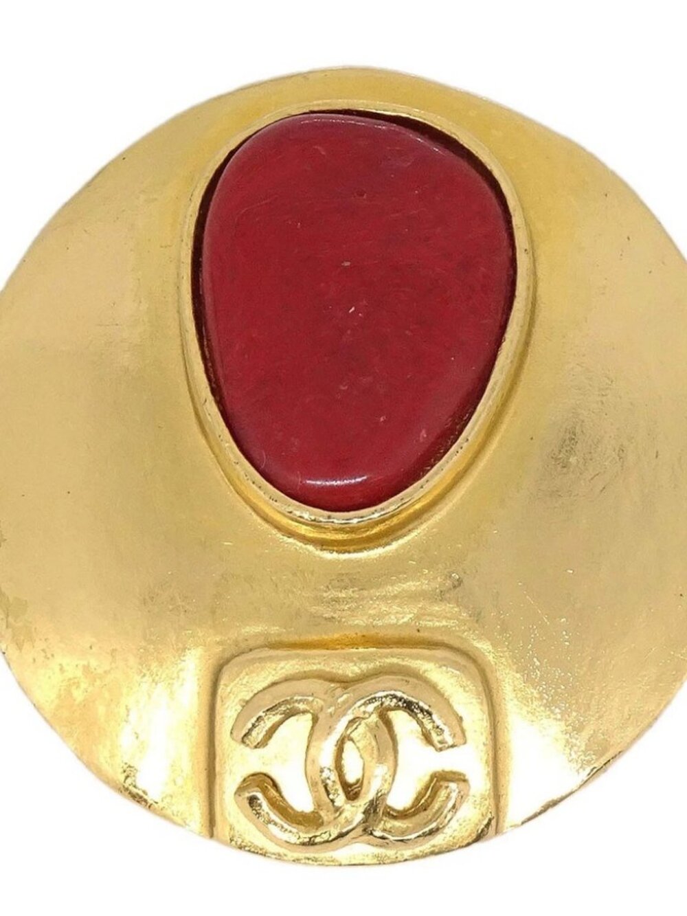 Chanel Medallion Brooch Pin Gold Stone 98P 167448